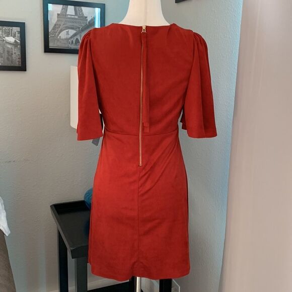 Trafaluc by Zara red faux suede short sleeve mini dress sz small - Picture 6 of 16